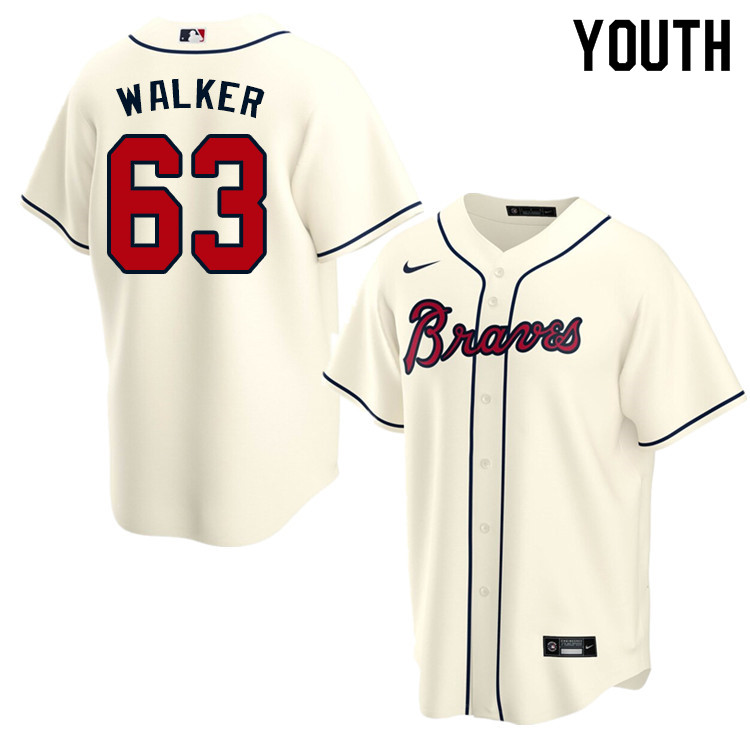 Nike Youth #63 Jeremy Walker Atlanta Braves Baseball Jerseys Sale-Cream